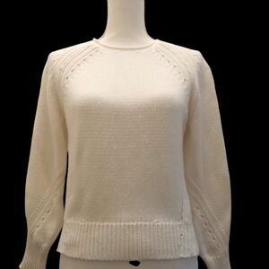 J CREW light weight, cotton white pullover sweater